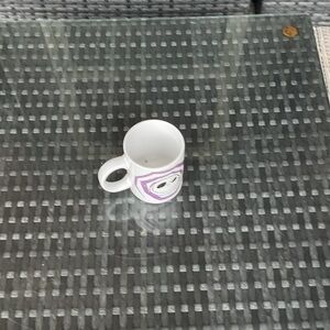 White Mug with Purple and Black Design